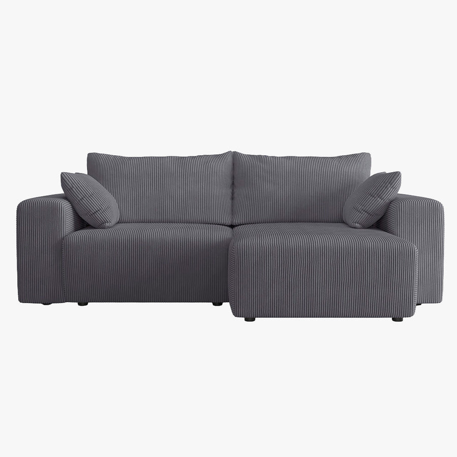 MILEA Canapé d'angle convertible et réversible en velours côtelé gris foncé