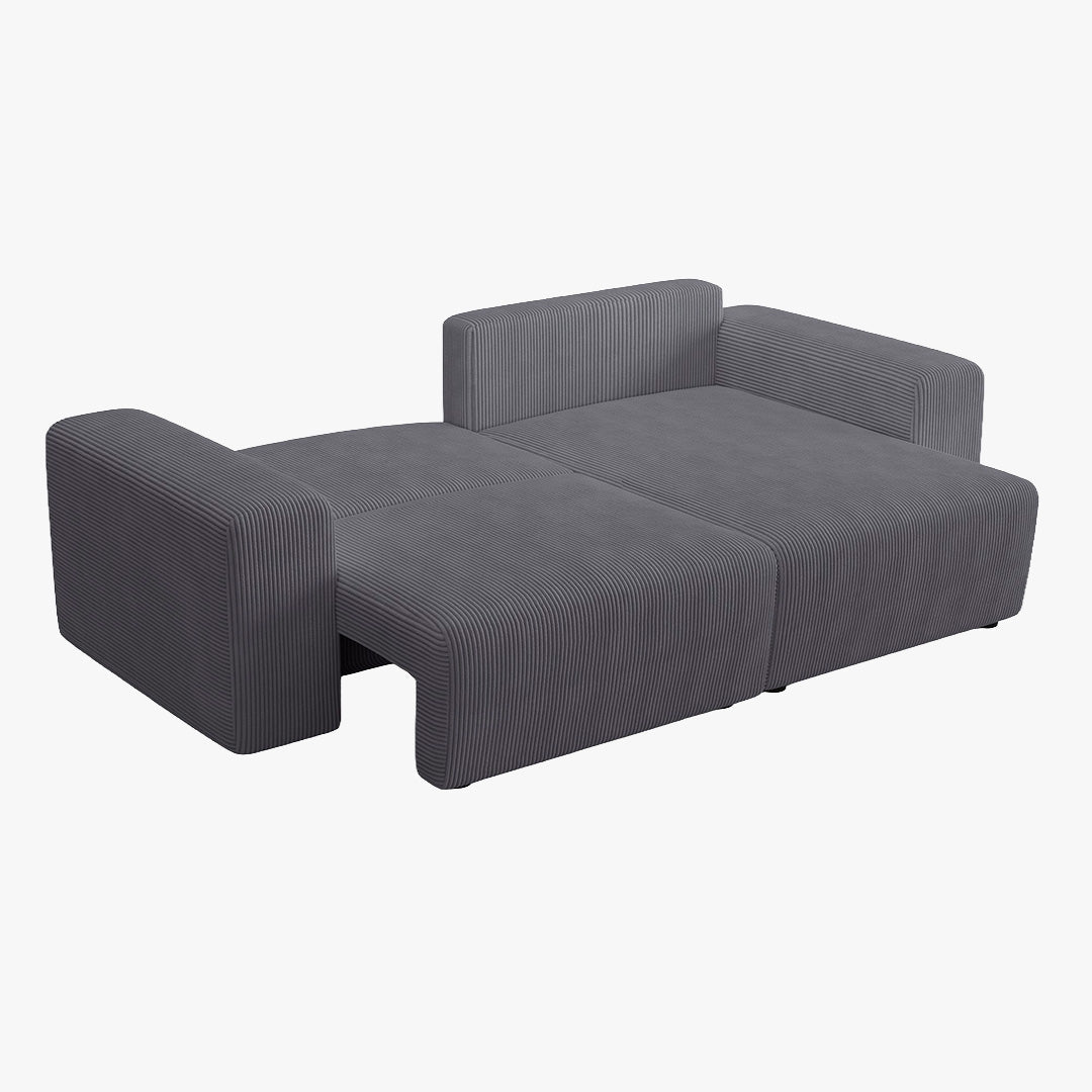 MILEA Canapé d'angle convertible et réversible en velours côtelé gris foncé