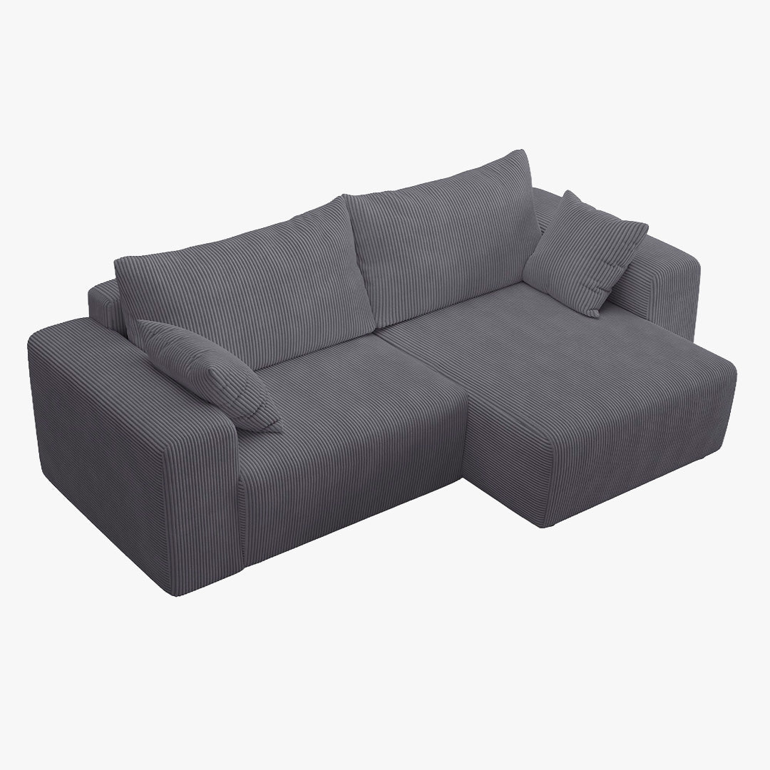 MILEA Canapé d'angle convertible et réversible en velours côtelé gris foncé