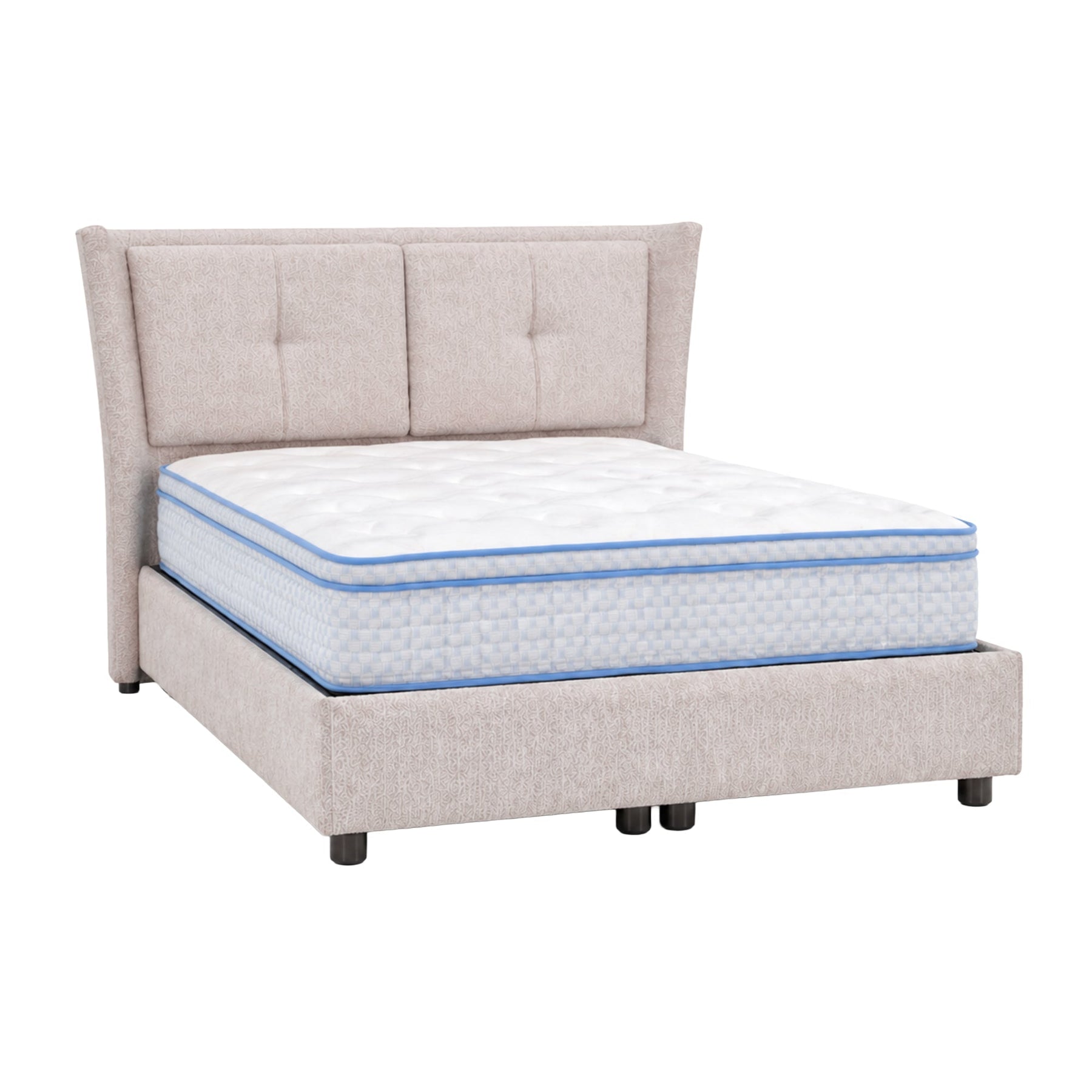 MILIA Lit coffre en tissu beige 160x200 cm
