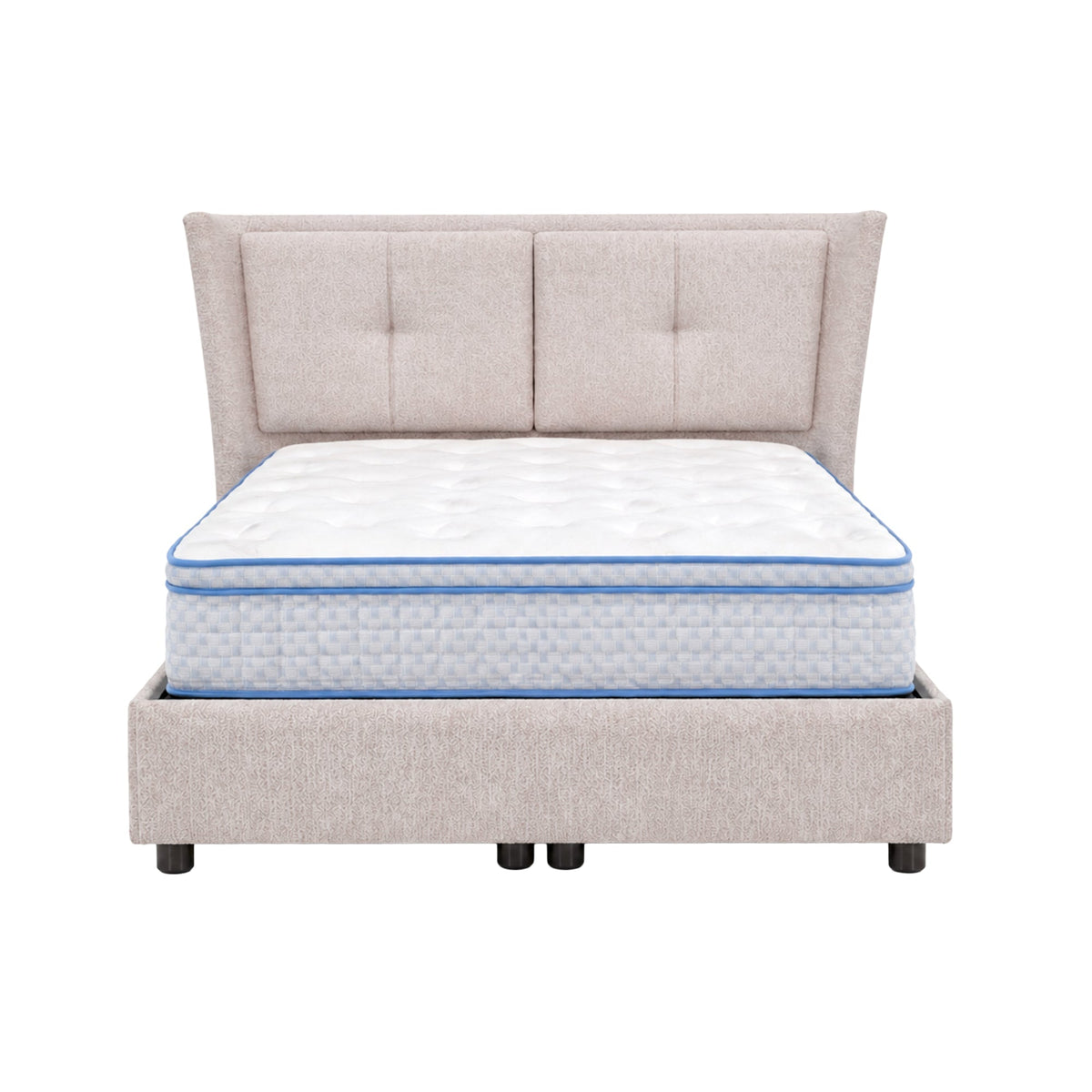MILIA Lit coffre en tissu beige 160x200 cm