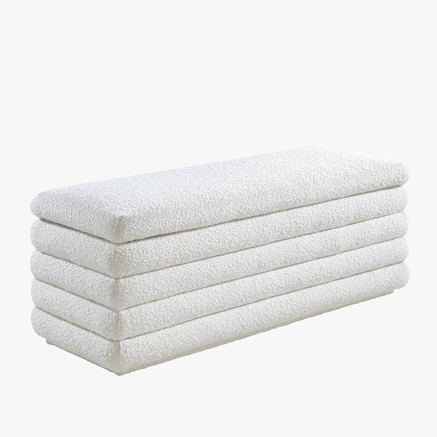 MILLO Banquette coffre effet peau de mouton blanc écru