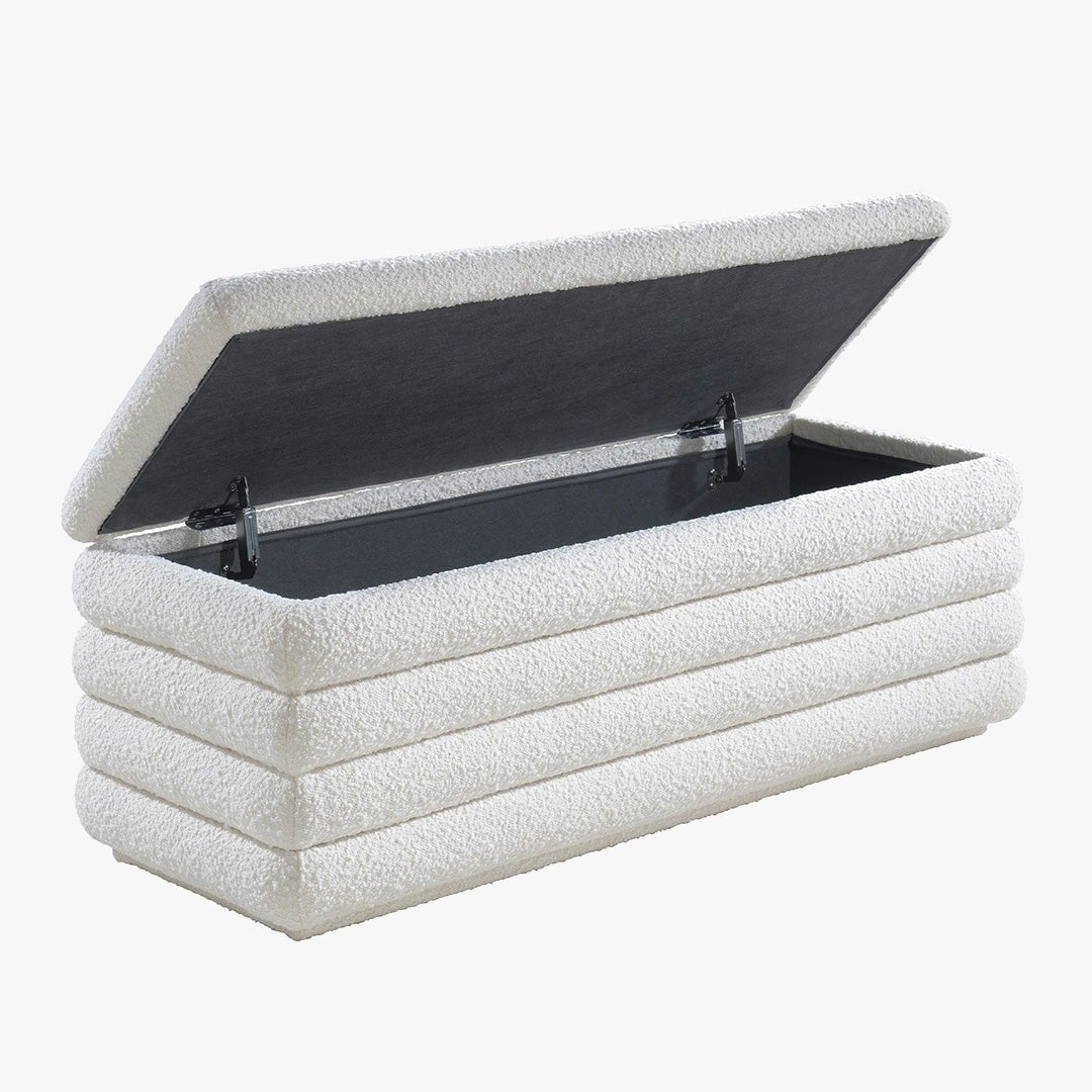MILLO Banquette coffre effet peau de mouton blanc écru