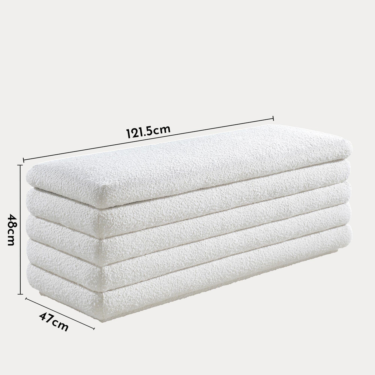 MILLO Banquette coffre effet peau de mouton blanc écru