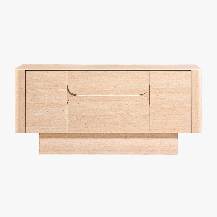 MIRA Buffet enfilade 2 portes 2 tiroirs marbre d'ingénierie couleur travertin