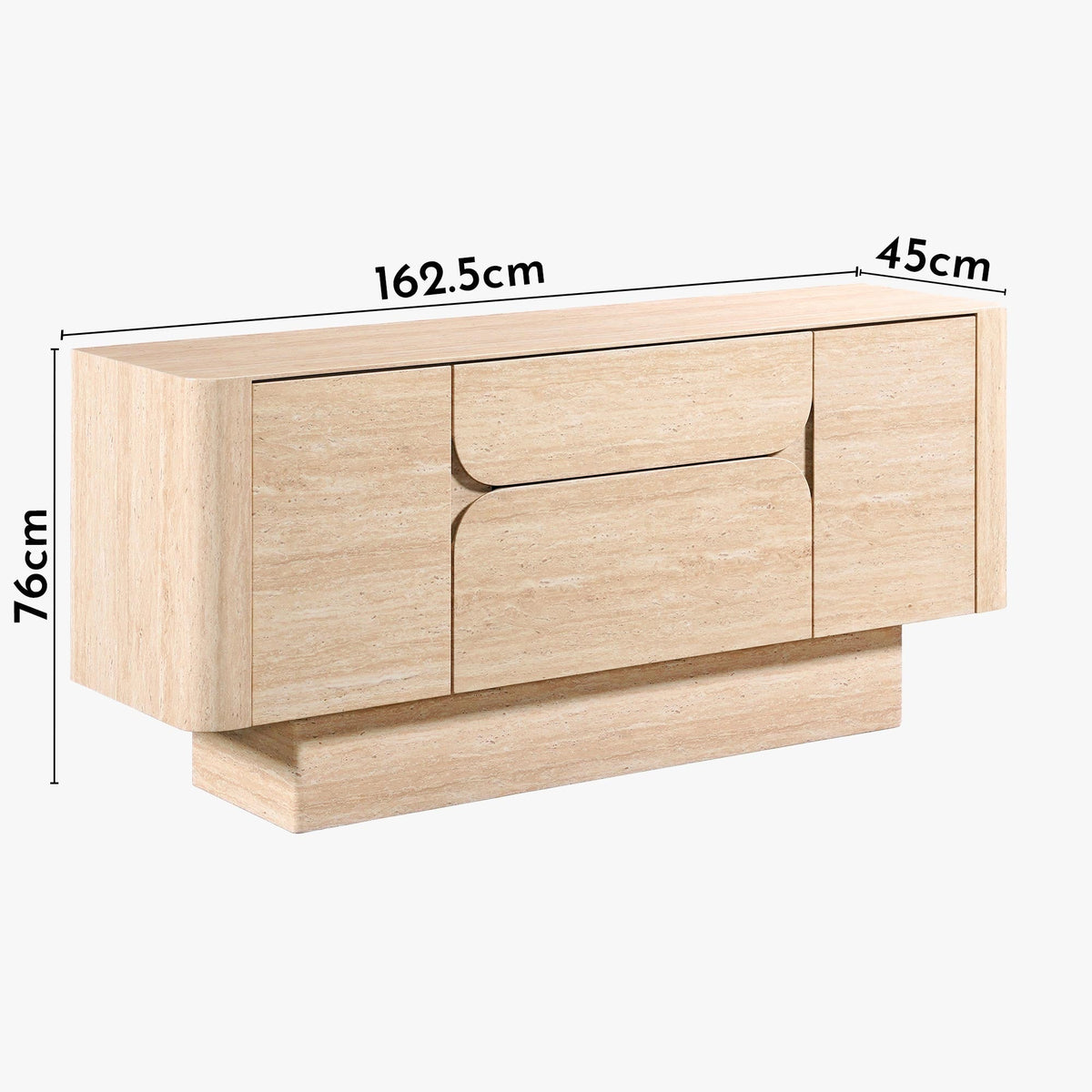 MIRA Buffet enfilade 2 portes 2 tiroirs marbre d'ingénierie couleur travertin