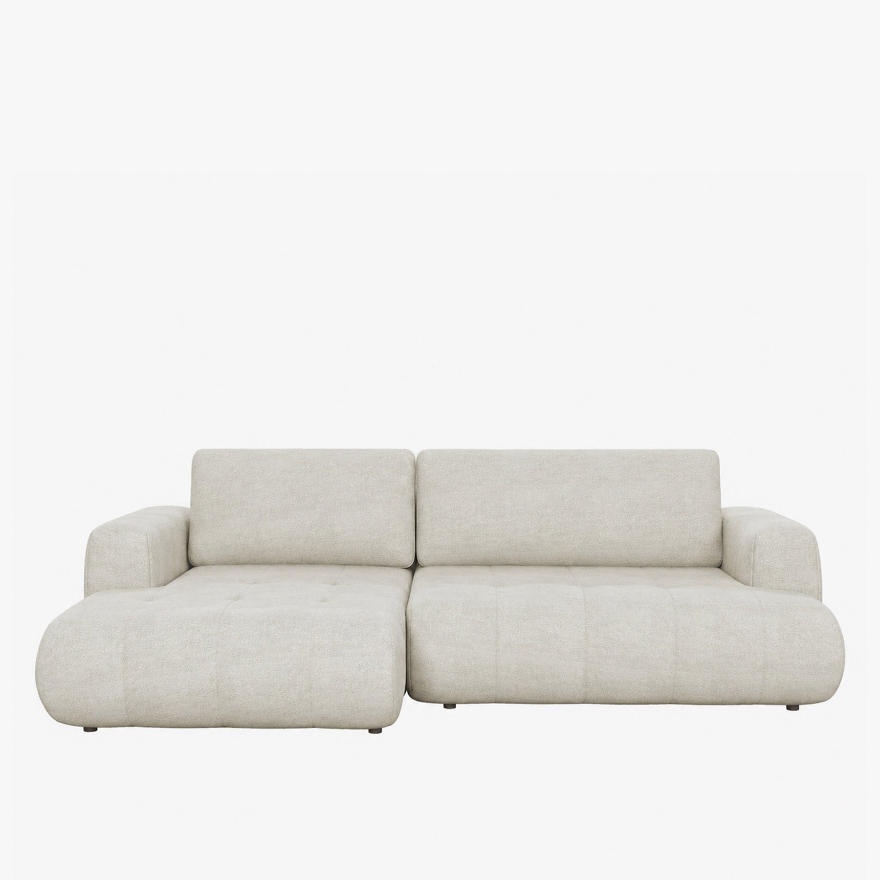 MIREL Canapé d'angle convertible en tissu écru - Angle gauche