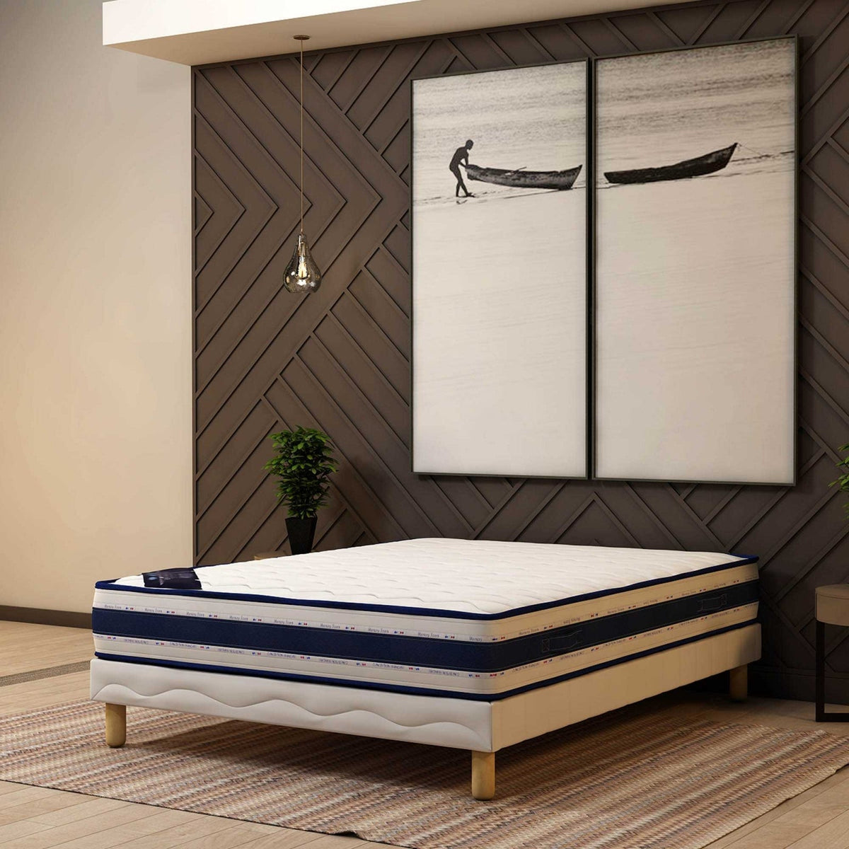 MOON Ensemble sommier+matelas 22 cm 140x190