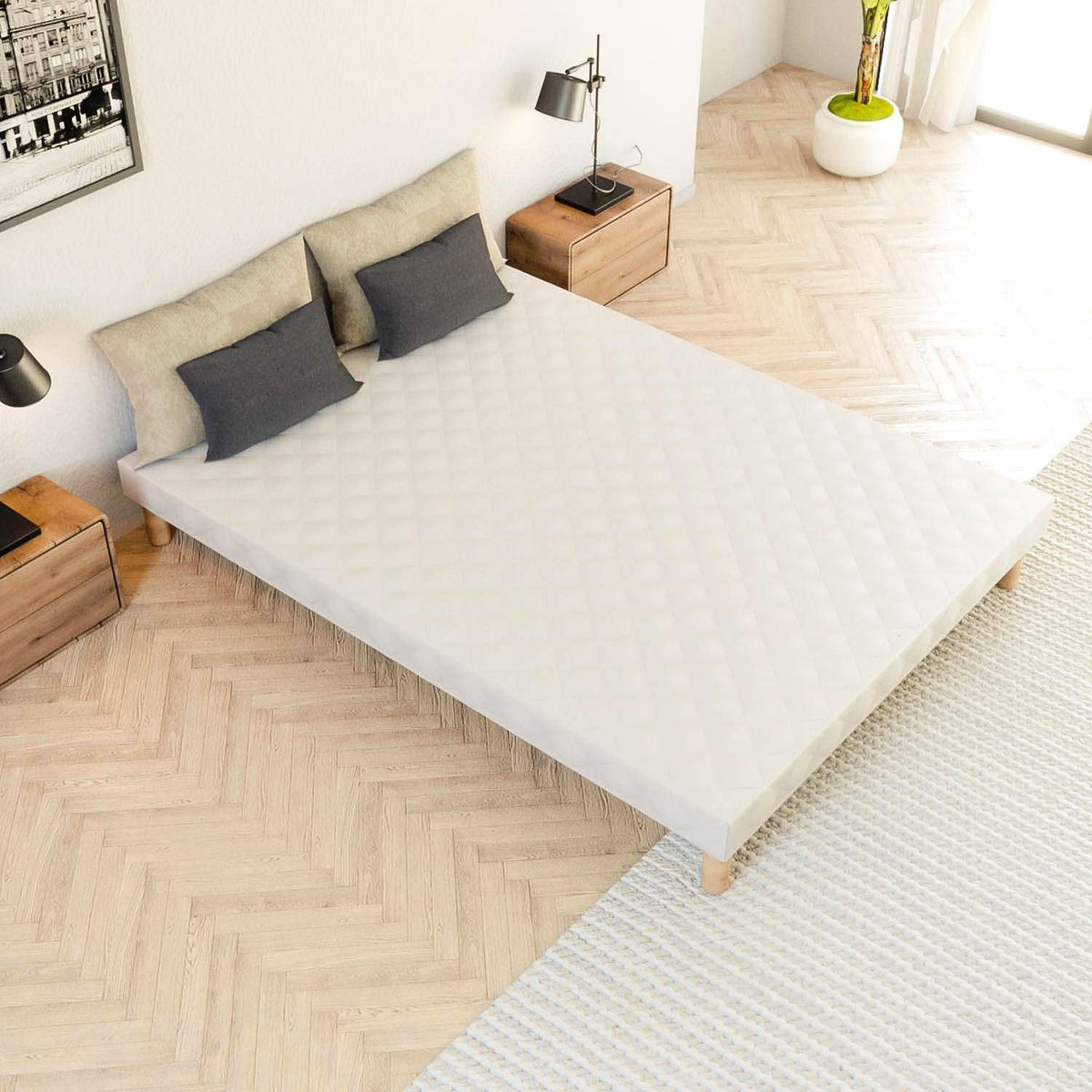 MOONLIGHT Sommier 140x190 + 4 pieds
