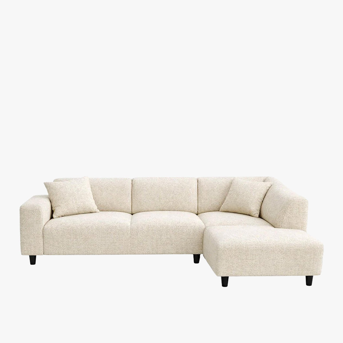 MUNICH Canapé d'angle en tissu beige - Angle droit