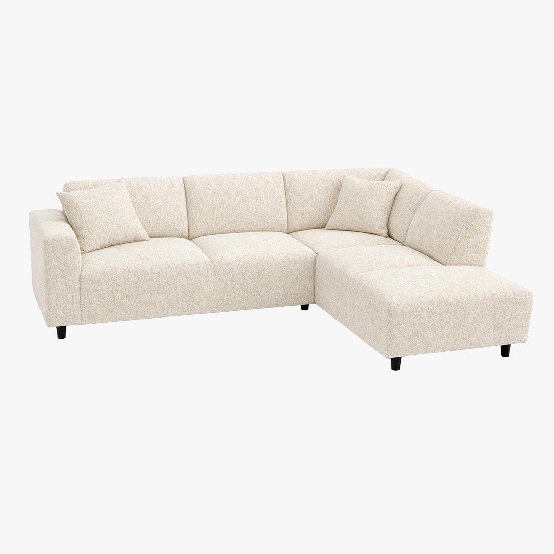MUNICH Canapé d'angle en tissu beige - Angle droit