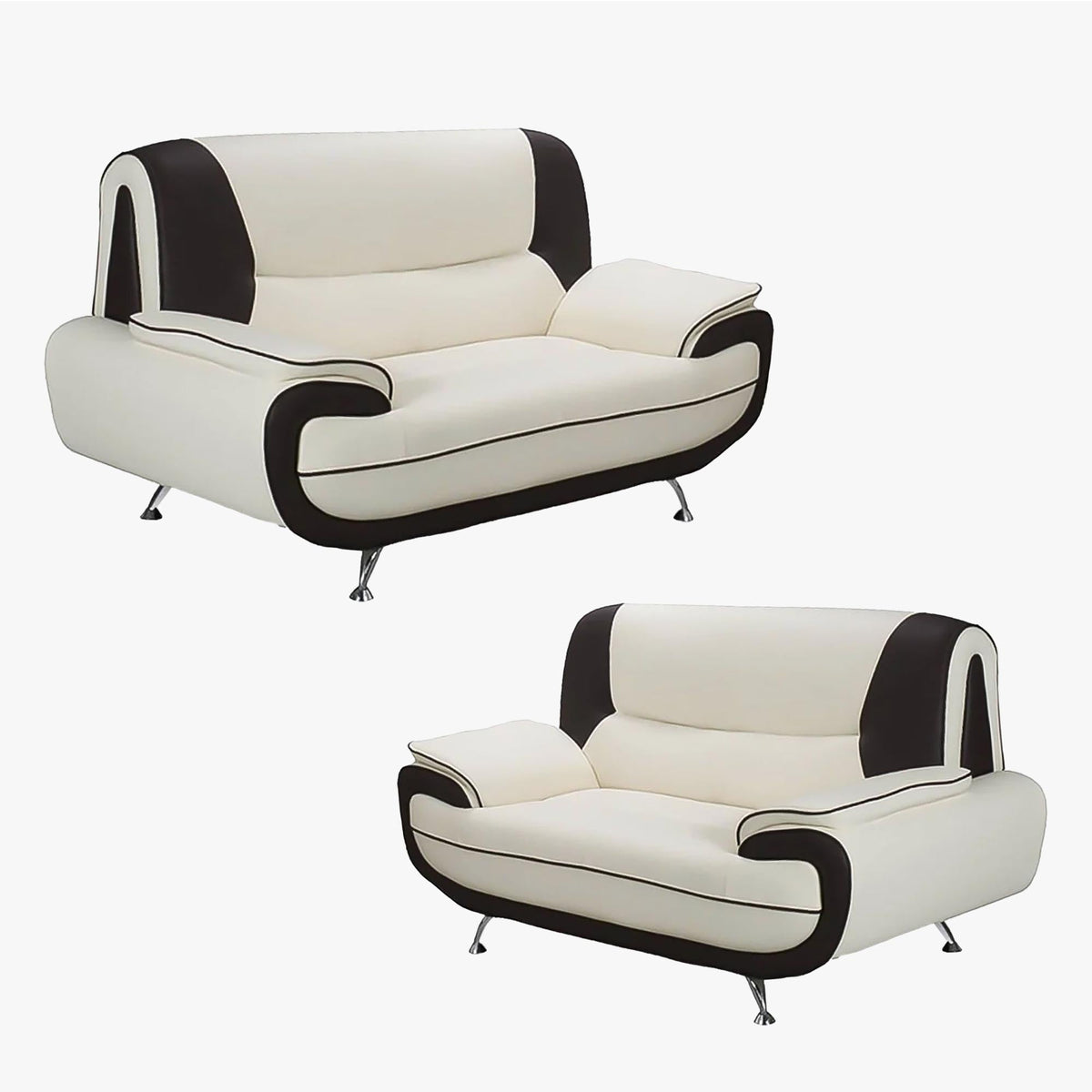 MUZA Ensemble canapé design en simili cuir blanc et noir