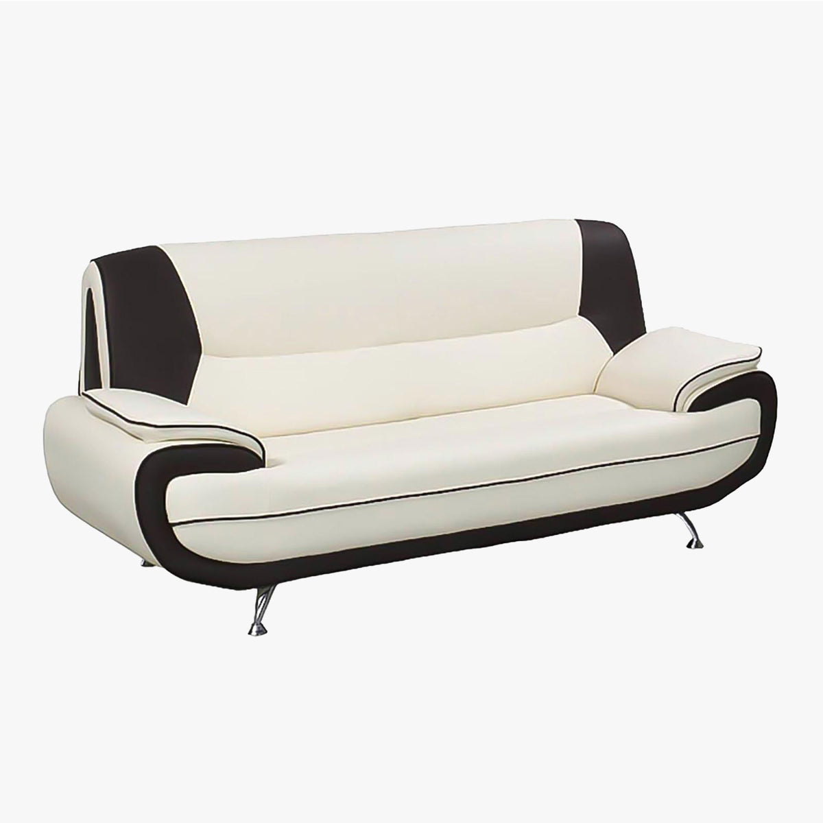 MUZA Ensemble canapé design en simili cuir blanc et noir