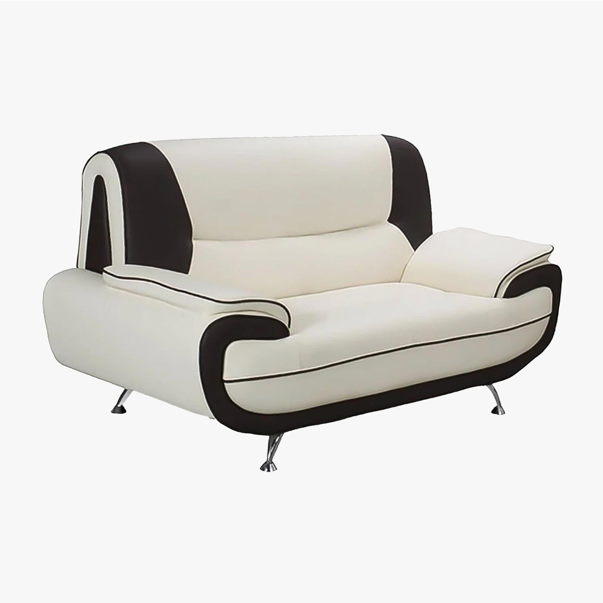 MUZA Ensemble canapé design en simili cuir blanc et noir