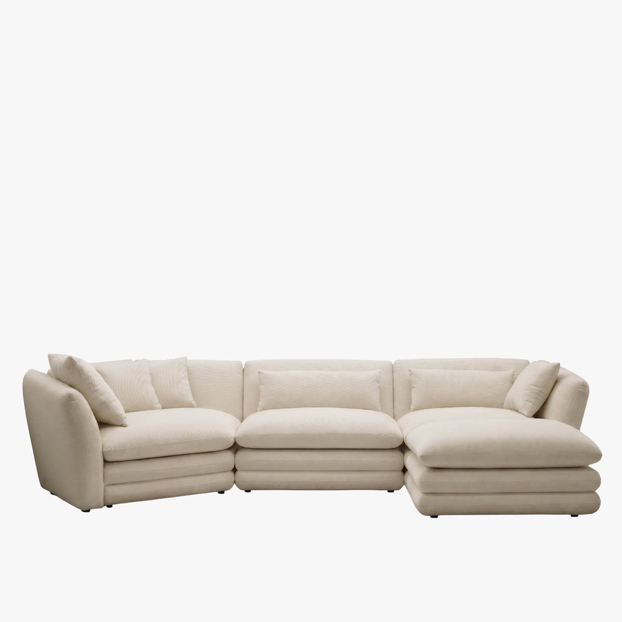 NATALIA Canapé d'angle modulable et réversible en tissu beige