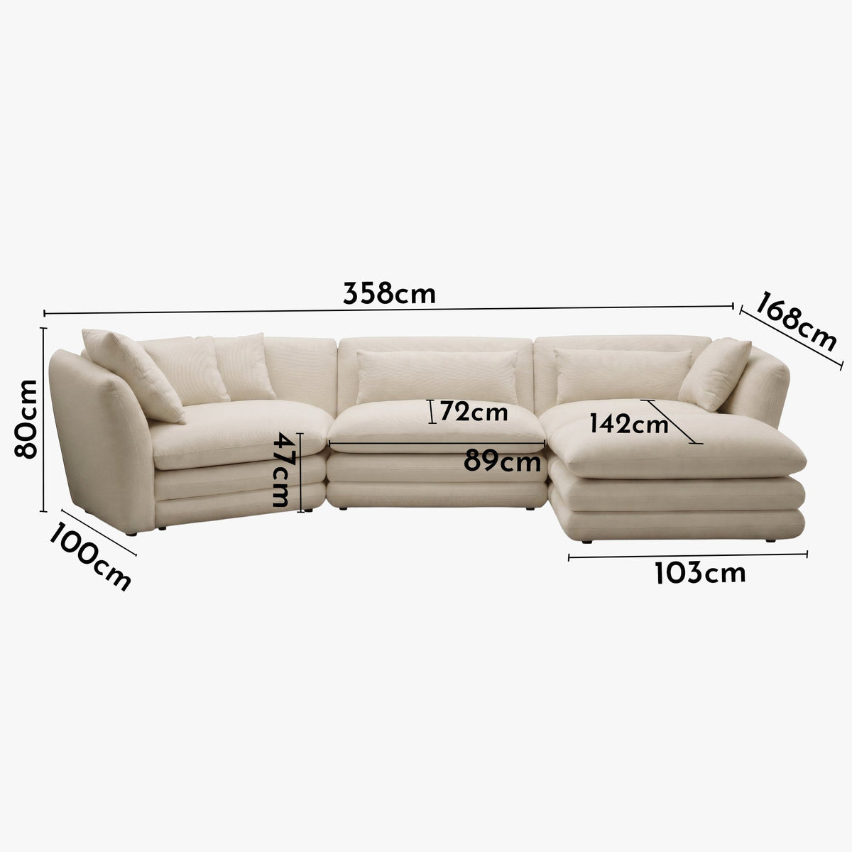 NATALIA Canapé d'angle modulable et réversible en tissu beige