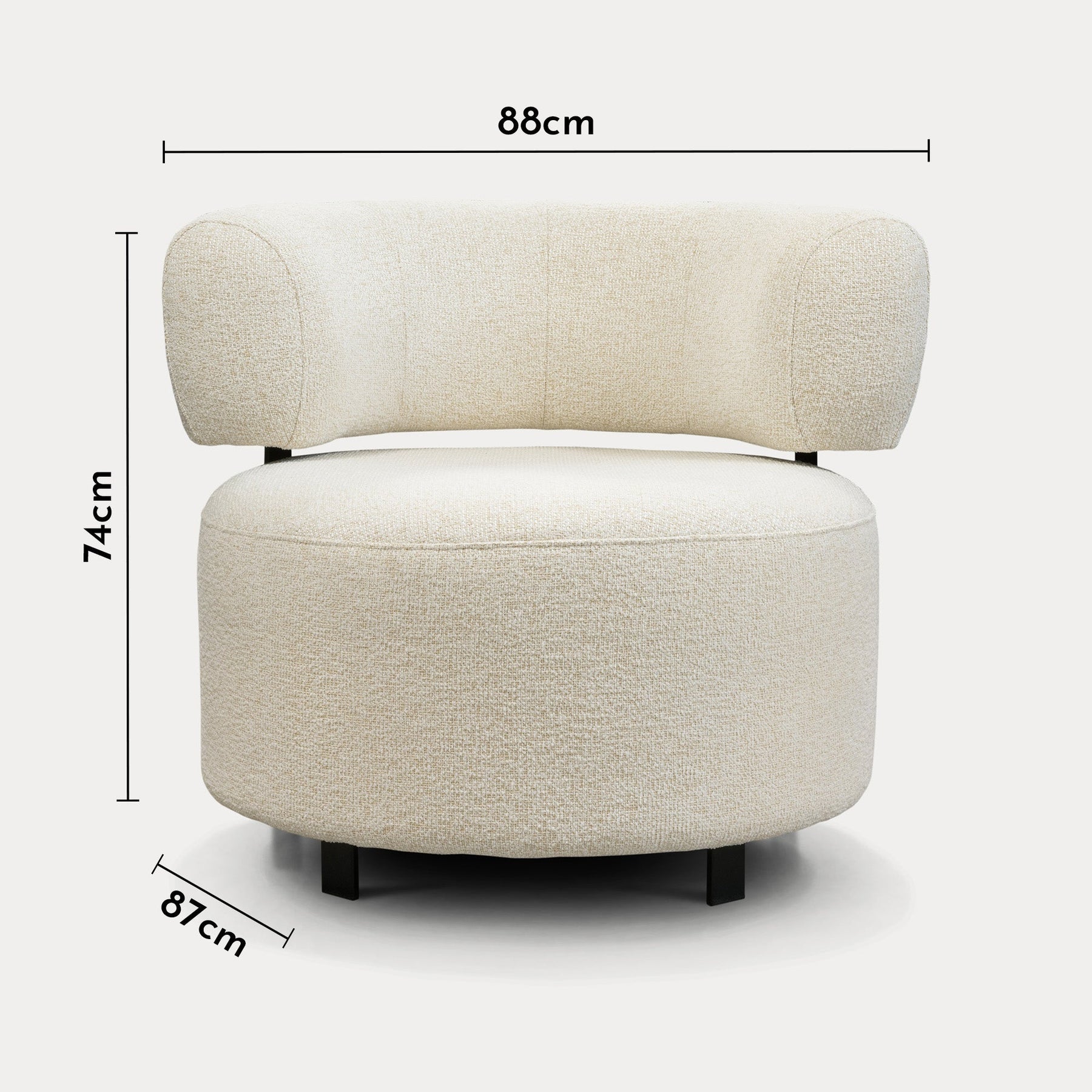 NAYA Fauteuil design en tissu beige et métal noir