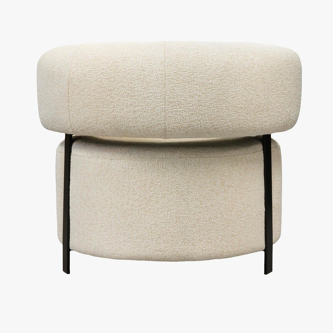 NAYA Fauteuil design en tissu beige et métal noir