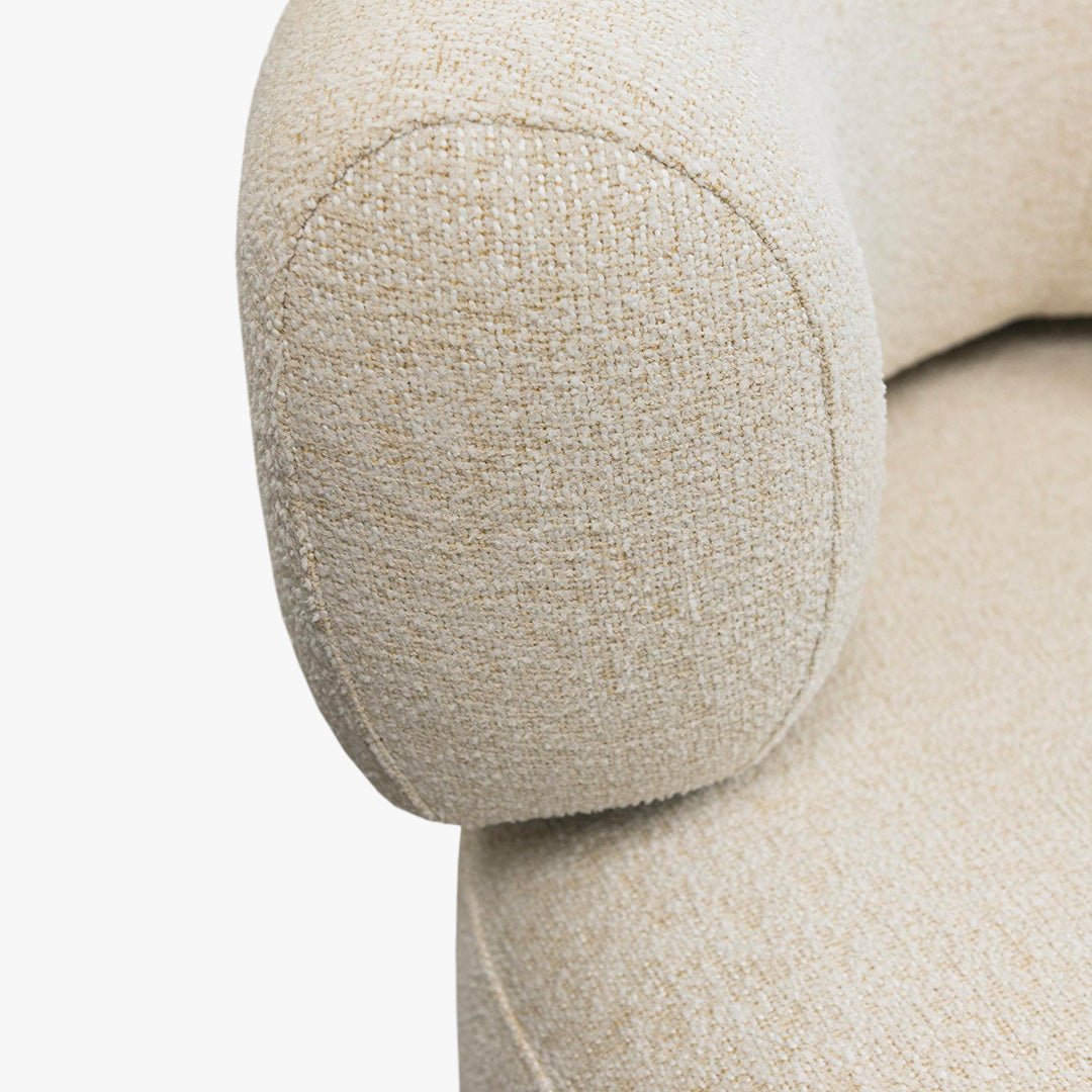 NAYA Fauteuil design en tissu beige et métal noir