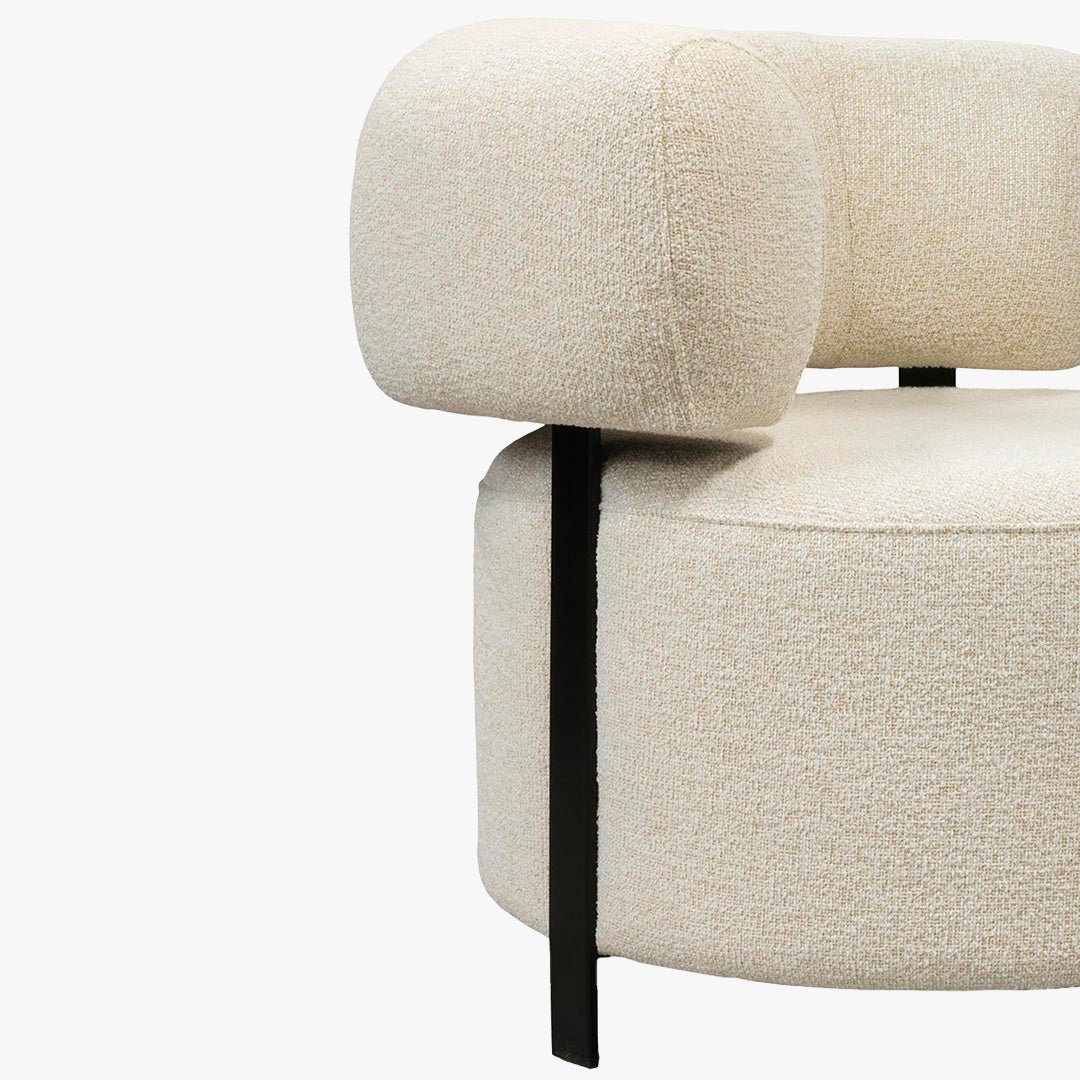 NAYA Fauteuil design en tissu beige et métal noir