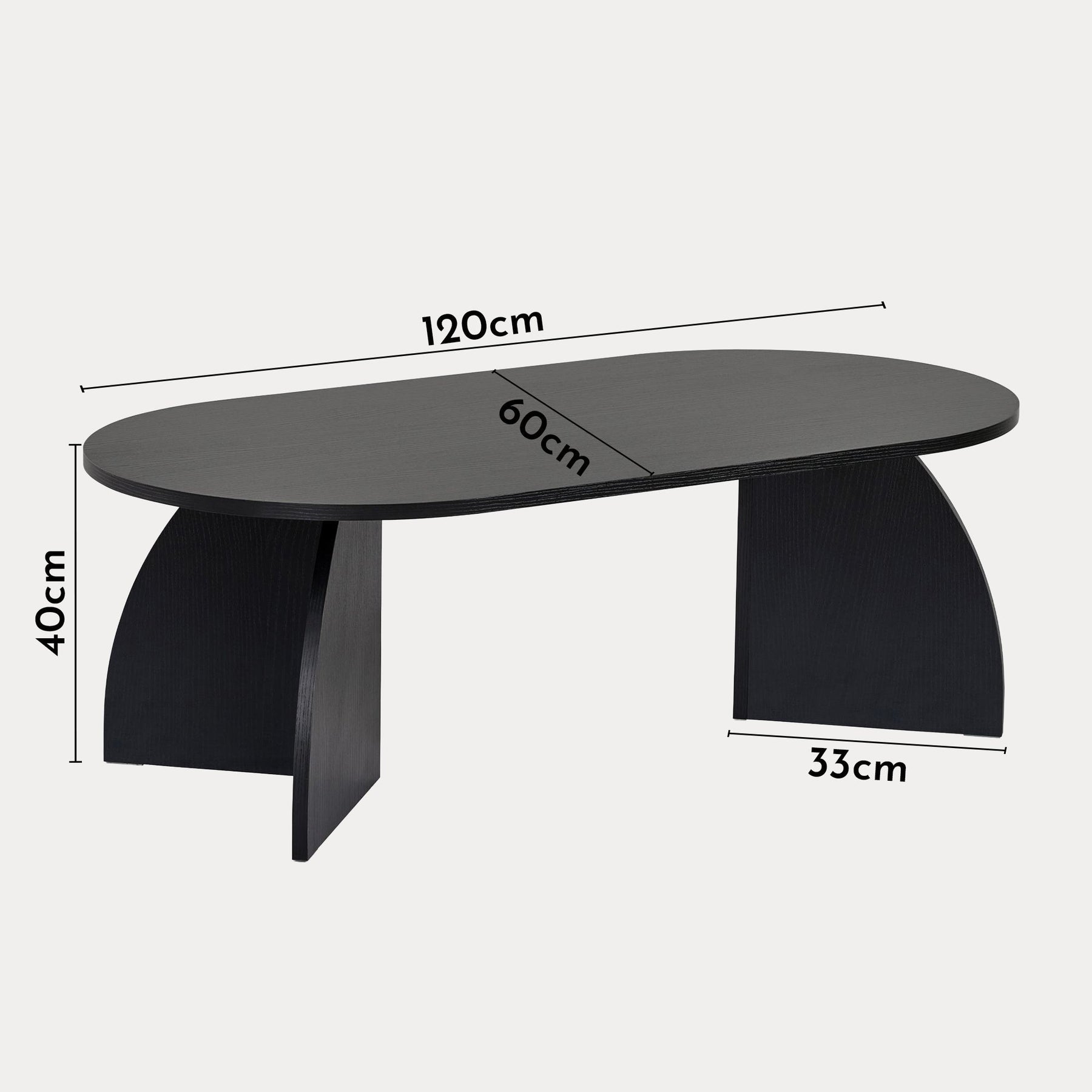 NAYALI Table basse ovale couleur bois noir 120 cm