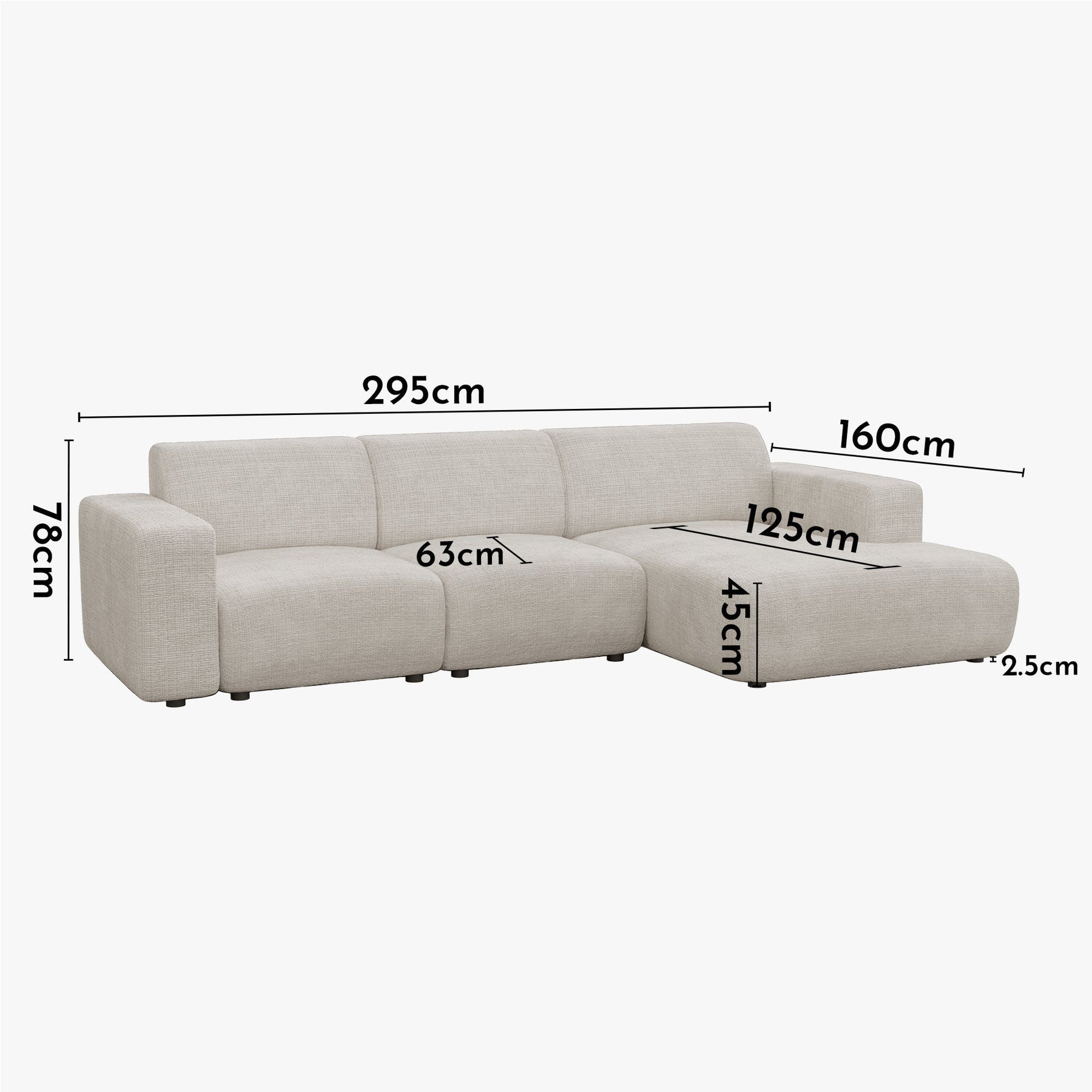 NAYVA Canapé d'angle en tissu beige - Angle droit