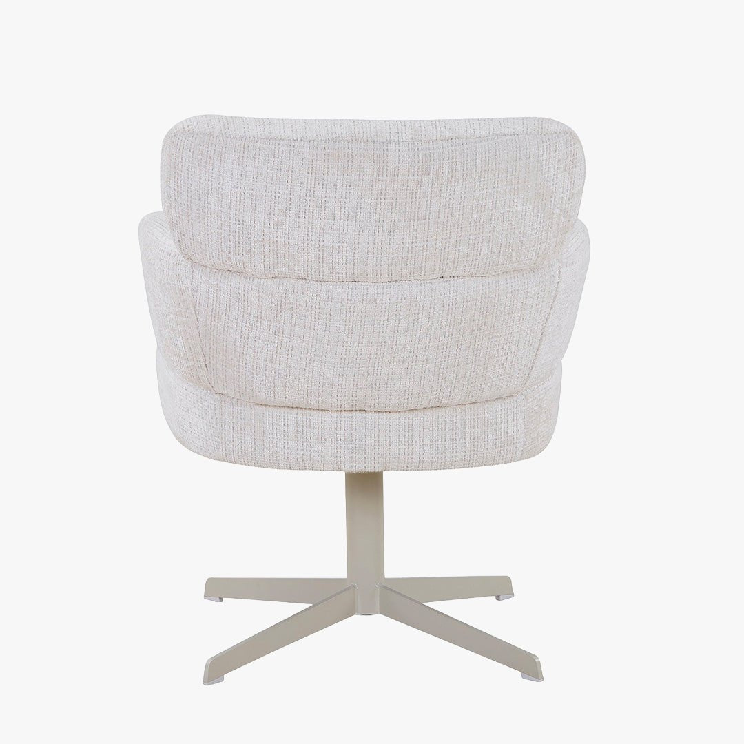 NEJYA Fauteuil en tissu blanc écru pieds en métal gris