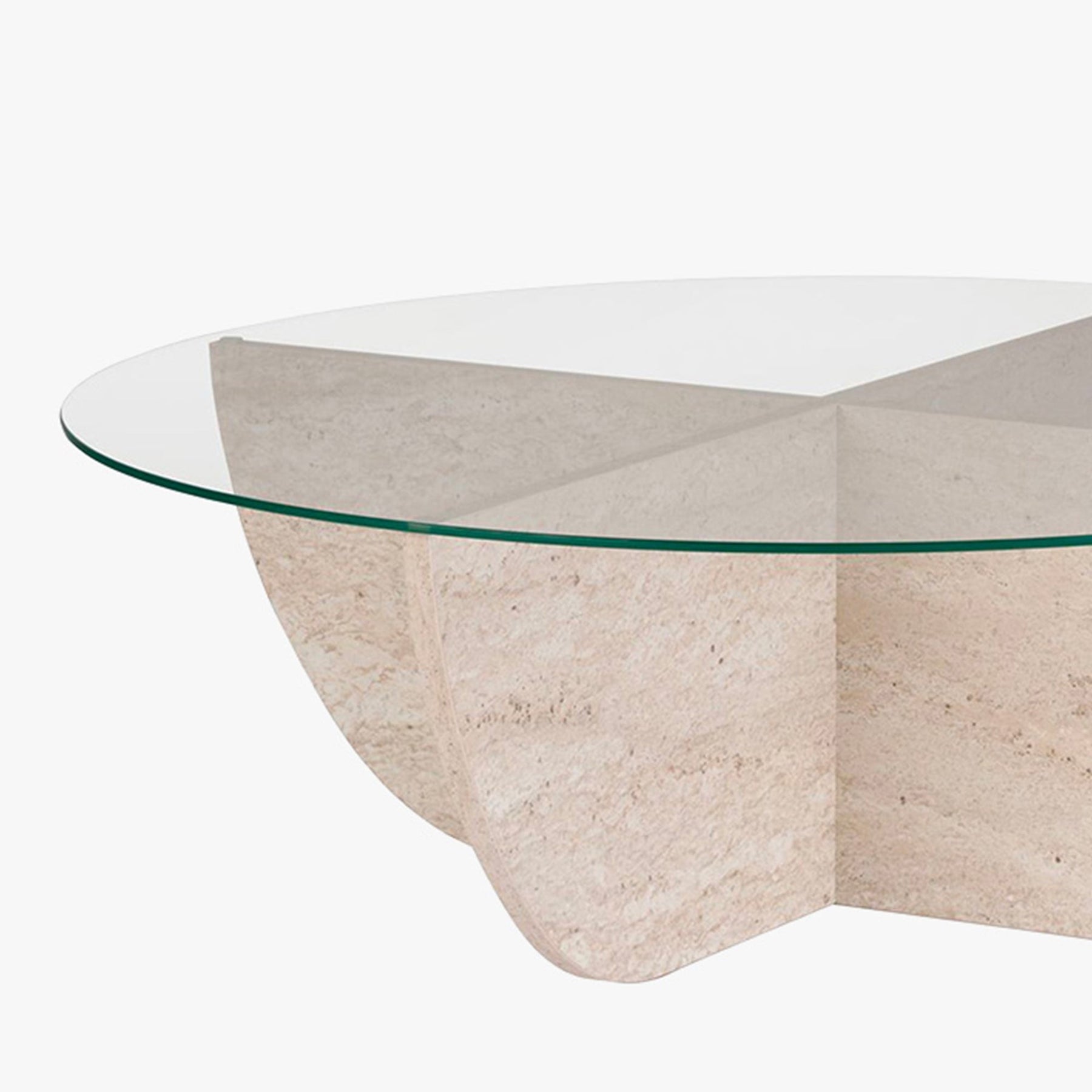 NESIA Table basse en verre piètement beige D90 cm