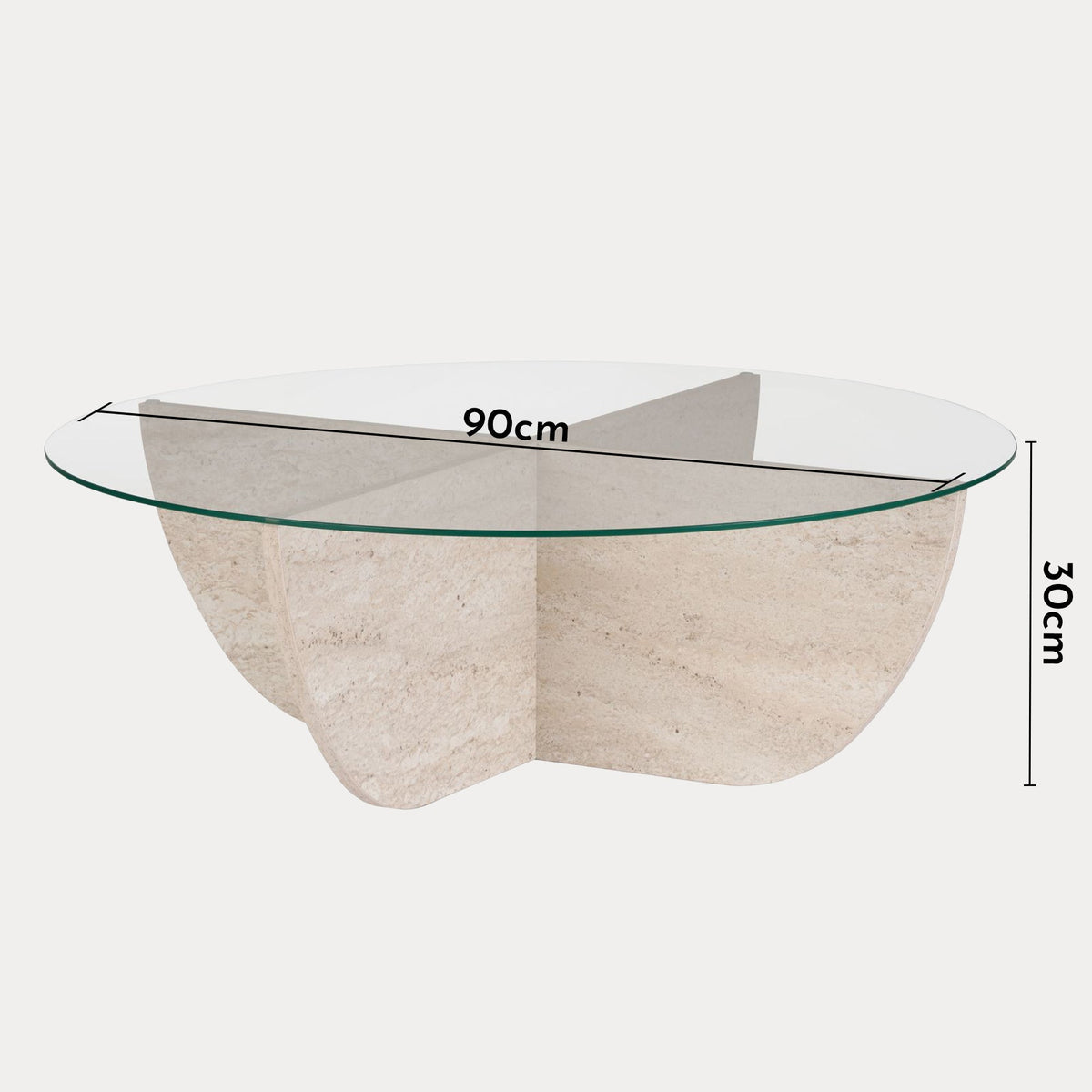NESIA Table basse en verre piètement beige D90 cm