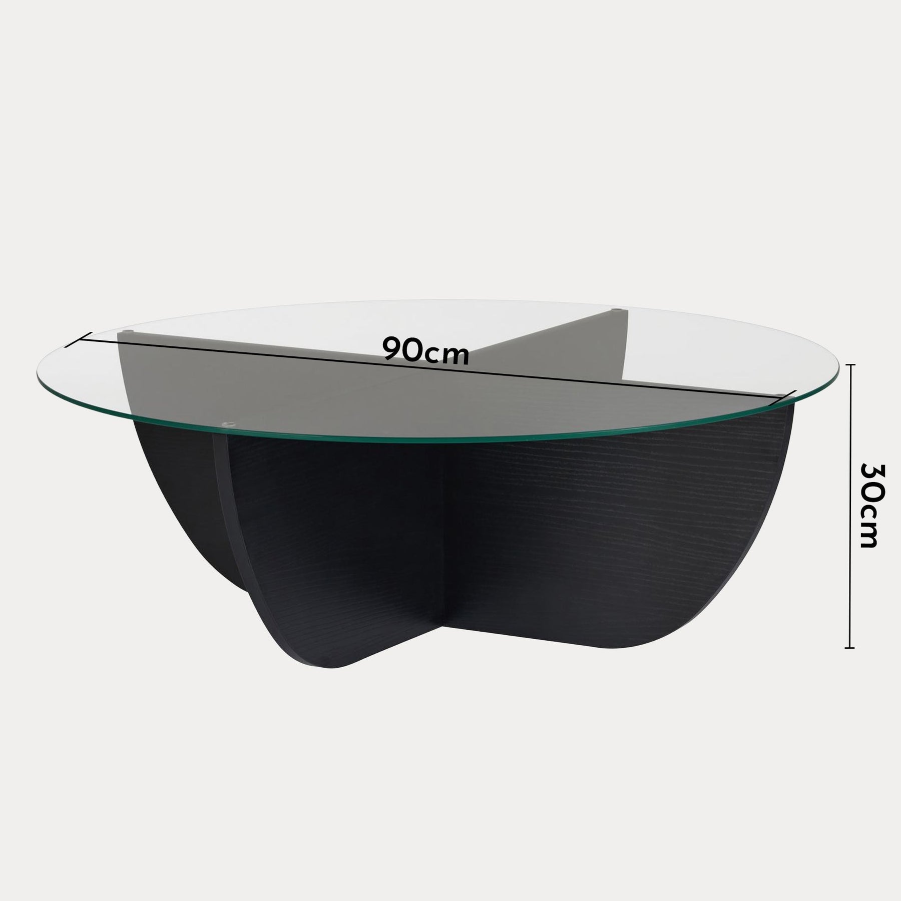 NESIA Table basse en verre piètement couleur bois noir D90 cm