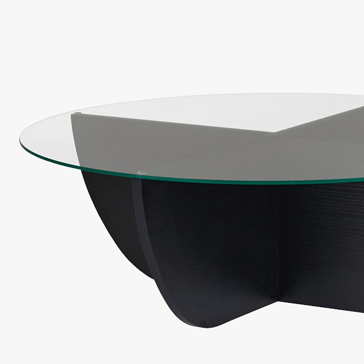 NESIA Table basse en verre piètement couleur bois noir D90 cm