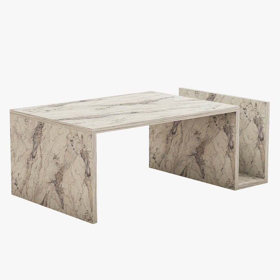 NOAH Table basse rectangulaire couleur marbre avec rangement intégré