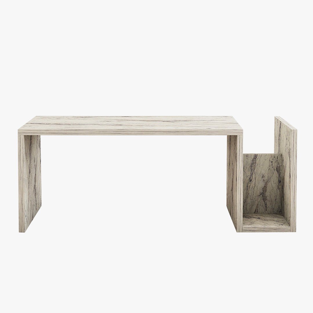 NOAH Table basse rectangulaire couleur marbre avec rangement intégré