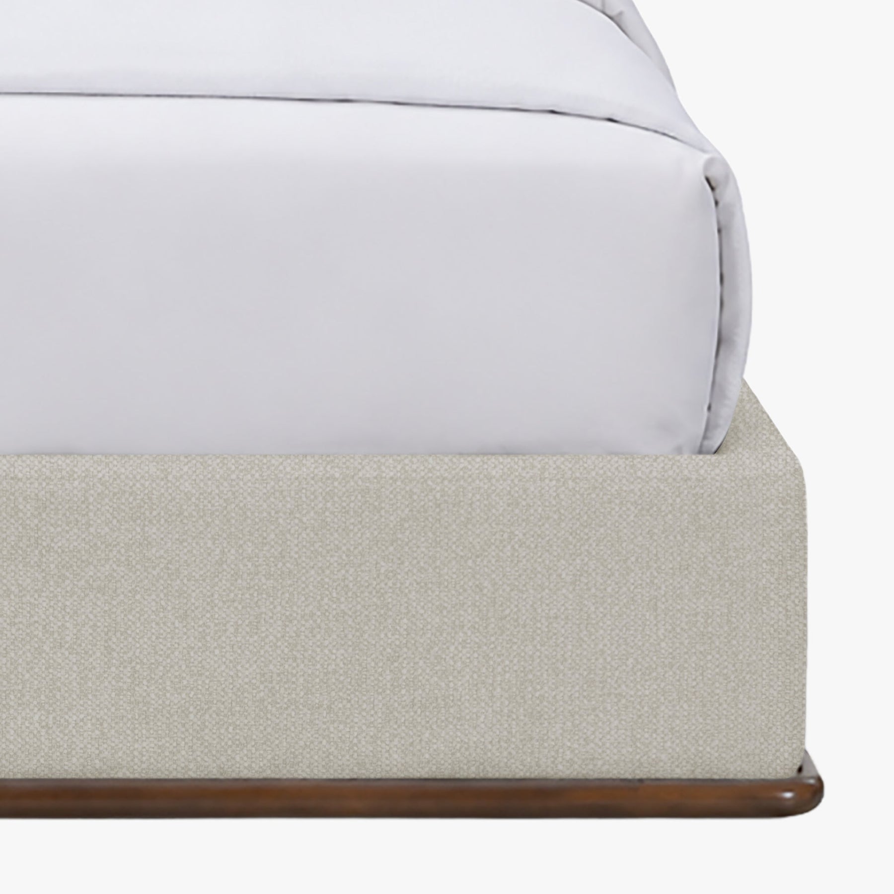 NORIA Lit double en tissu beige et bois foncé 160x200 cm