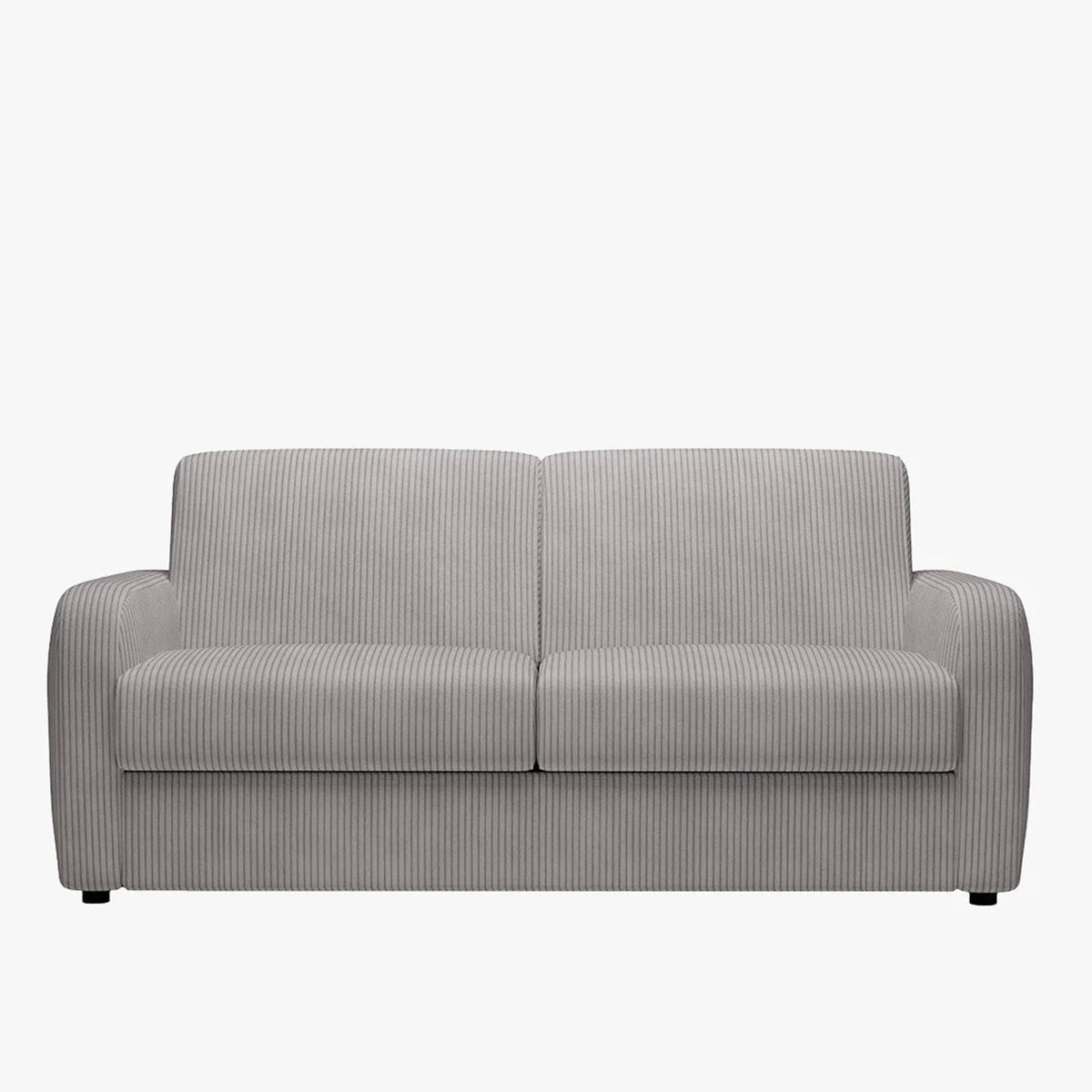 OLIVIER Canapé 3 places convertible en velours côtelé gris matelas Memory 14 cm