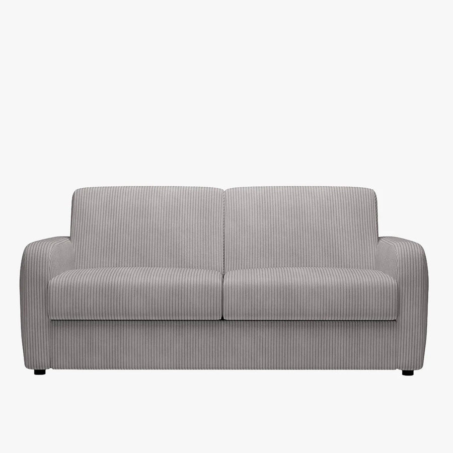 OLIVIER Canapé 3 places convertible en velours côtelé gris matelas Memory 14 cm