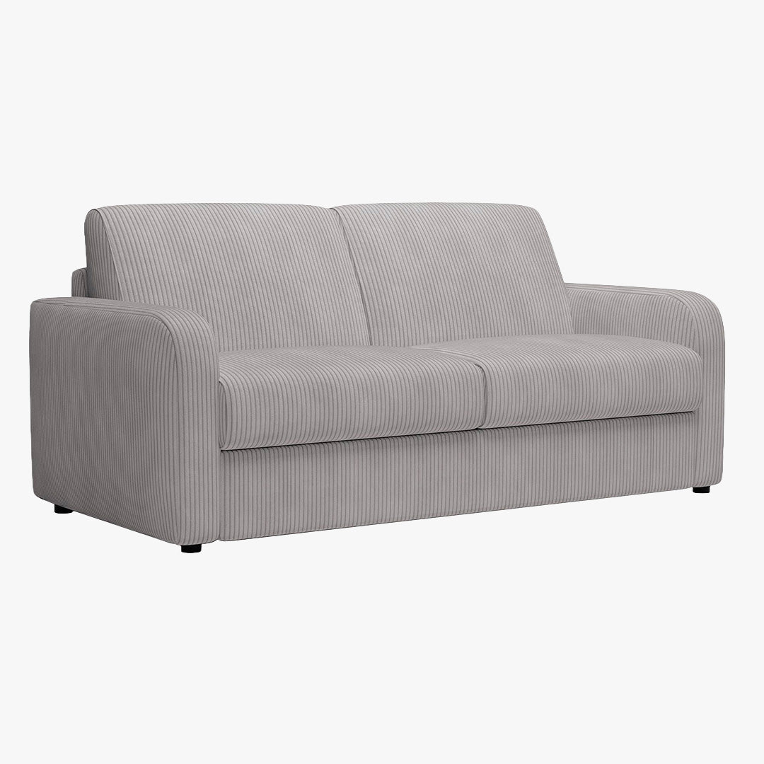 OLIVIER Canapé 3 places convertible en velours côtelé gris matelas Memory 14 cm