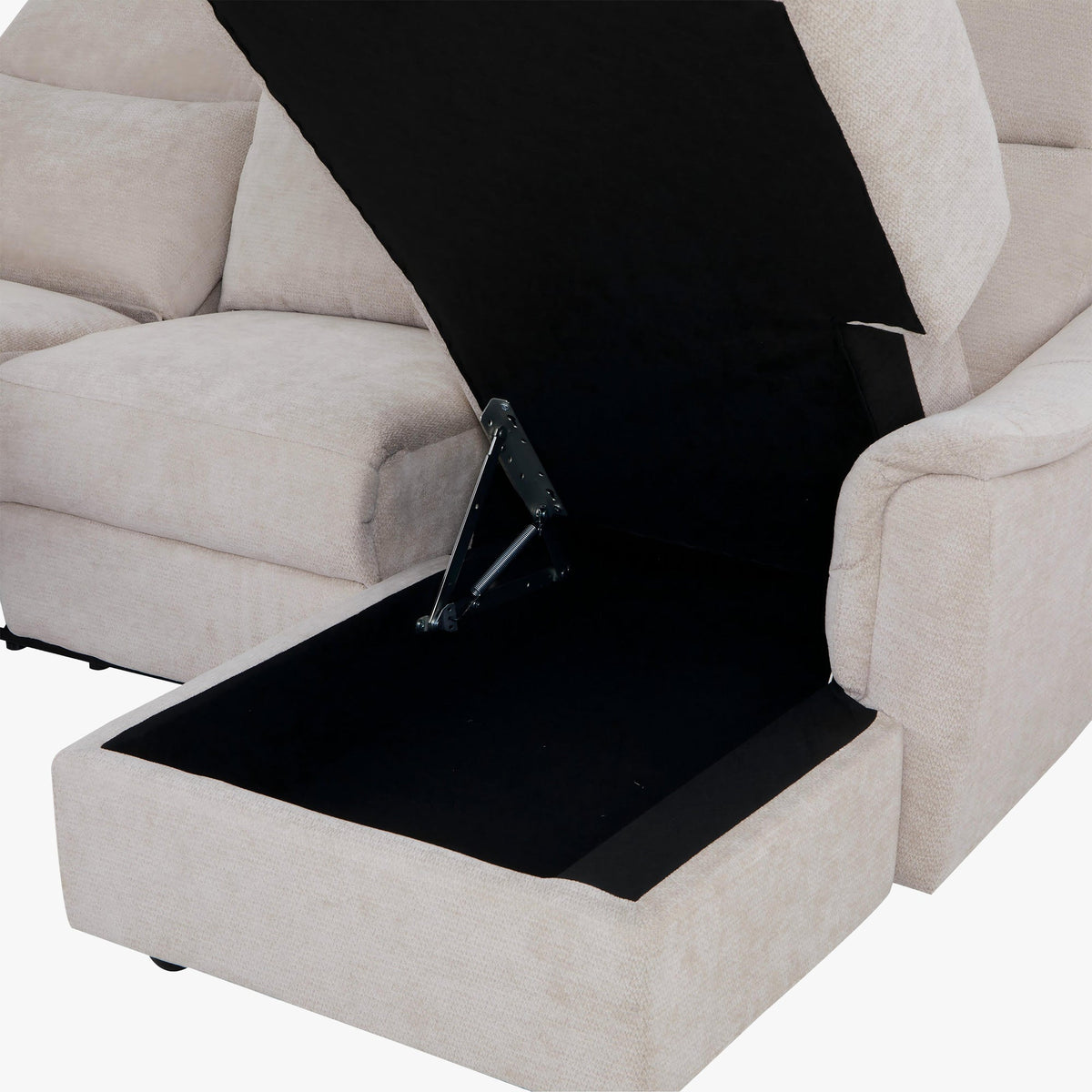 ORION Canapé d'angle relax électrique avec coffre en tissu beige  - Angle droit