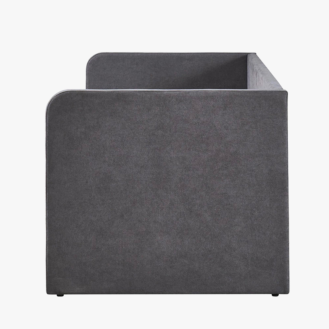 PARMA Lit simple en tissu gris avec 2 tiroirs 90x200 cm