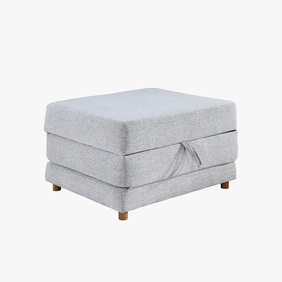 PAULA Banquette carrée convertible en tissu gris clair