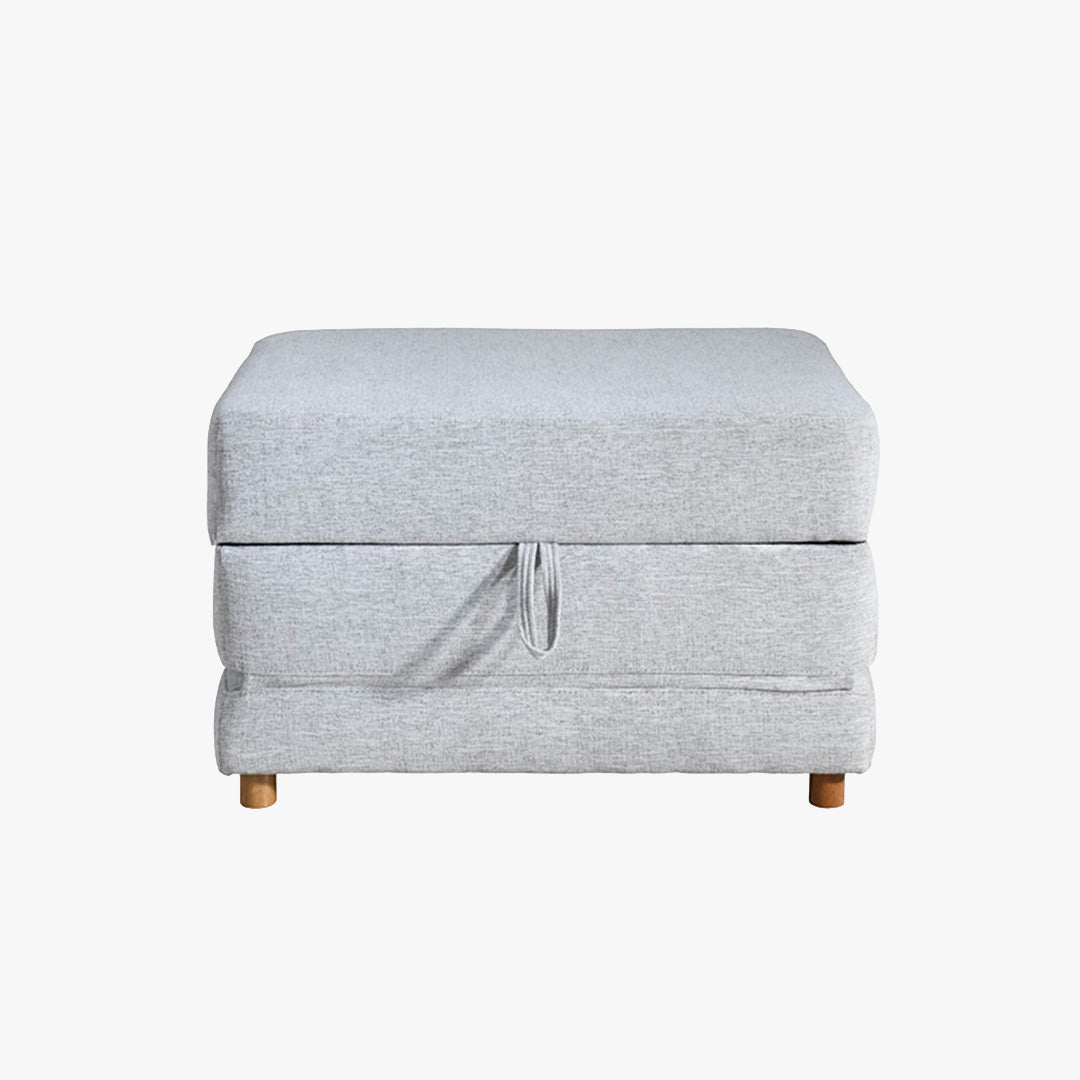 PAULA Banquette carrée convertible en tissu gris clair