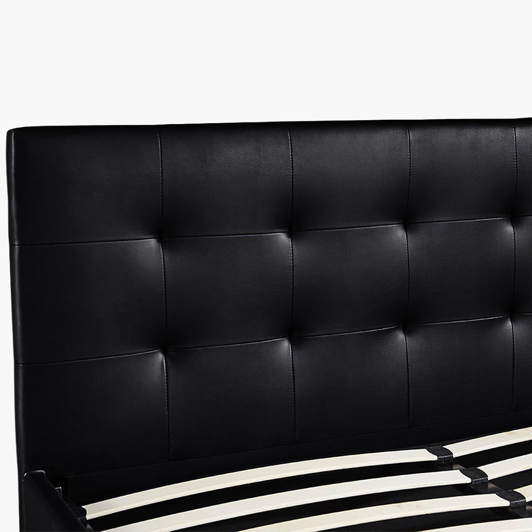 PORTO Lit double en simili cuir noir avec coffre 160x200 cm