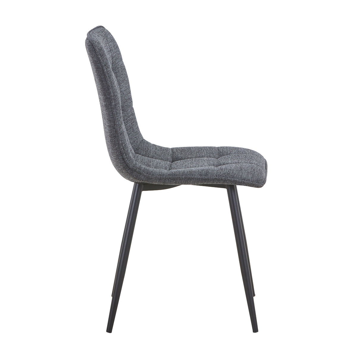 RANA Lot de 4 chaises en tissu gris foncé pieds en métal noir