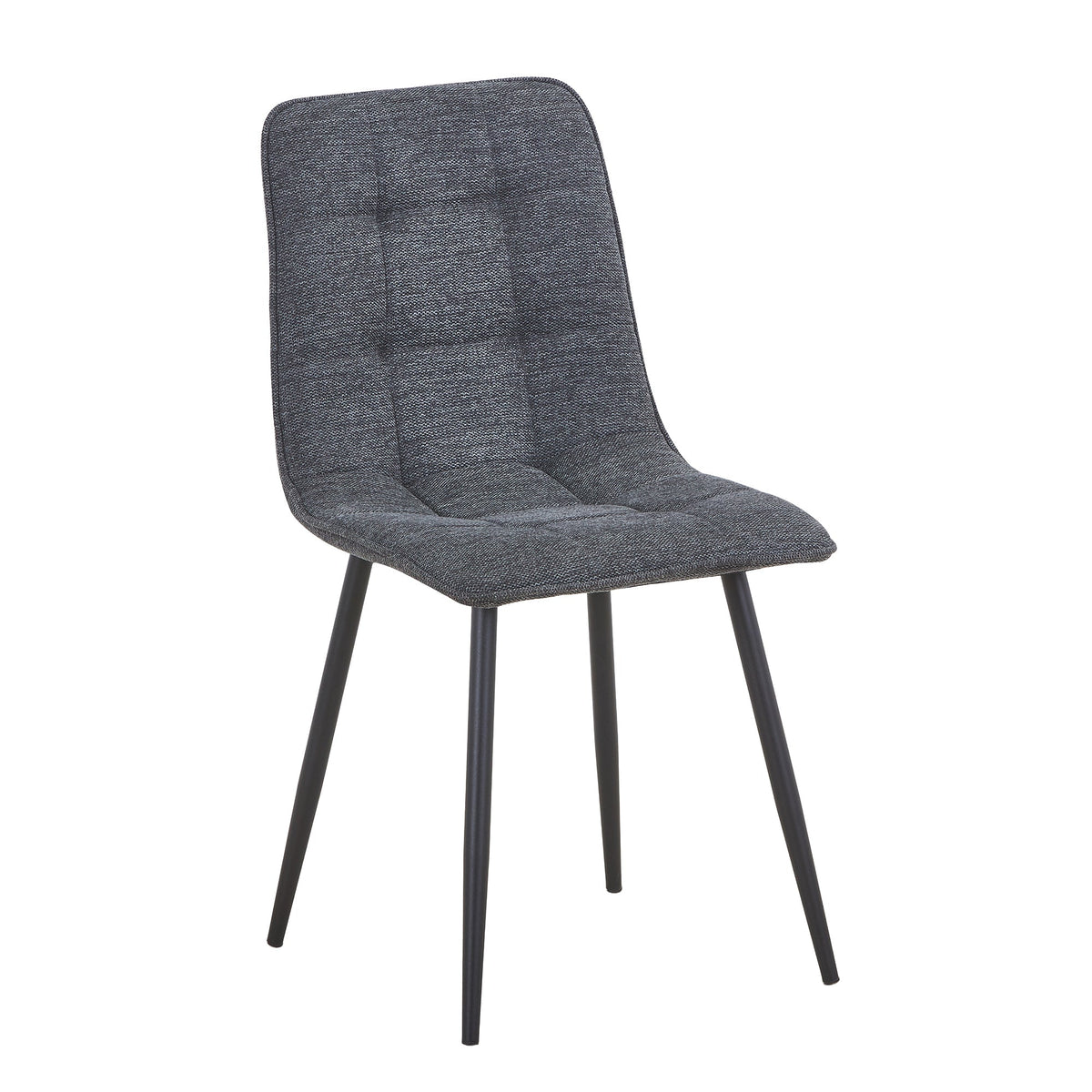 RANA Lot de 4 chaises en tissu gris foncé pieds en métal noir