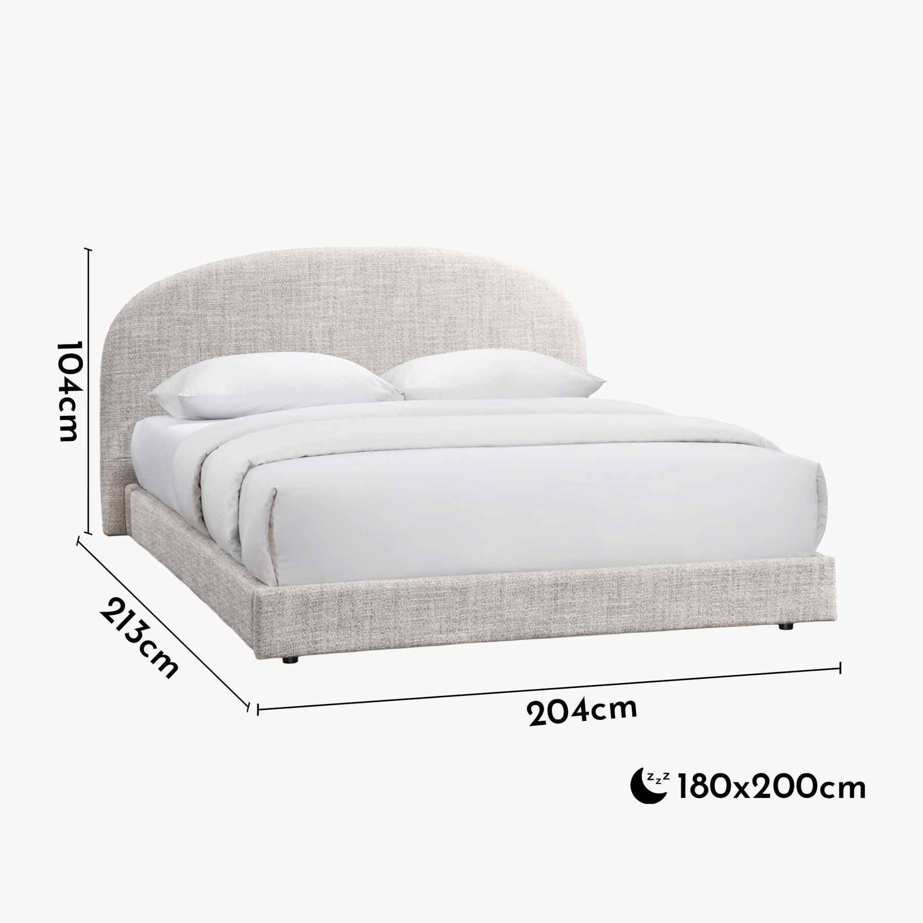 RANIA Lit double en tissu beige 180x200 cm