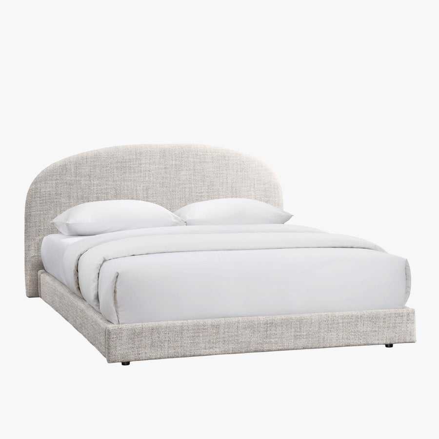 RANIA Lit double en tissu beige 180x200 cm