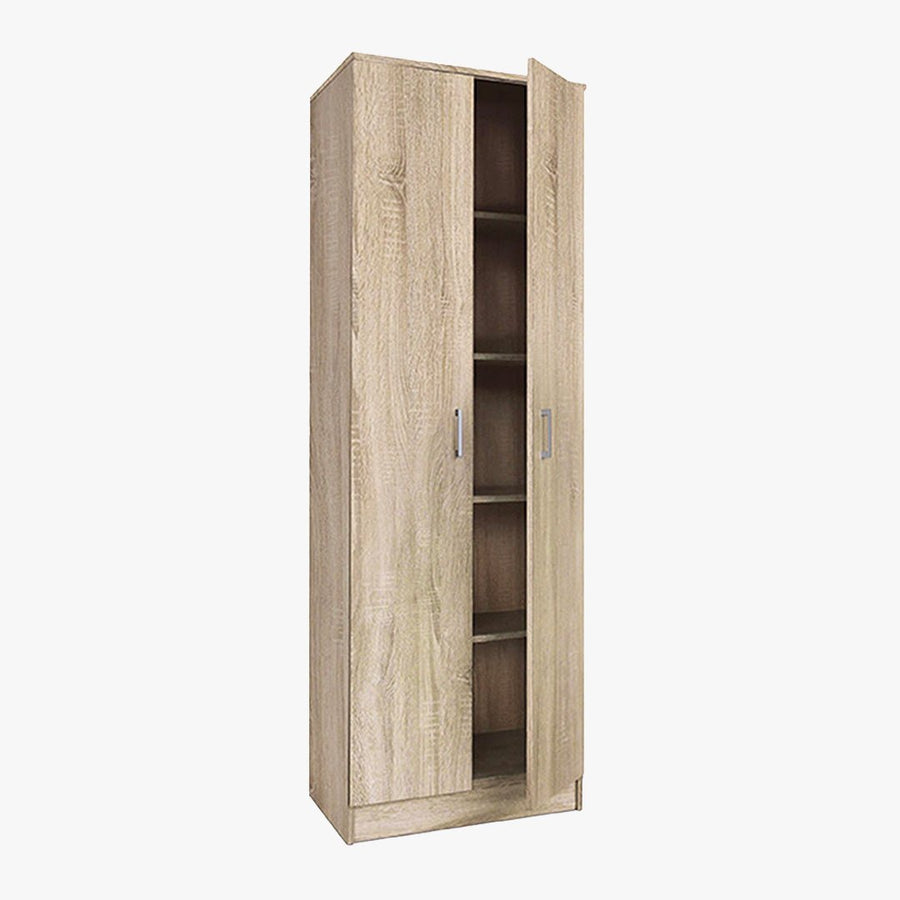 RAY Armoire 2 portes 4 étagères couleur chêne clair