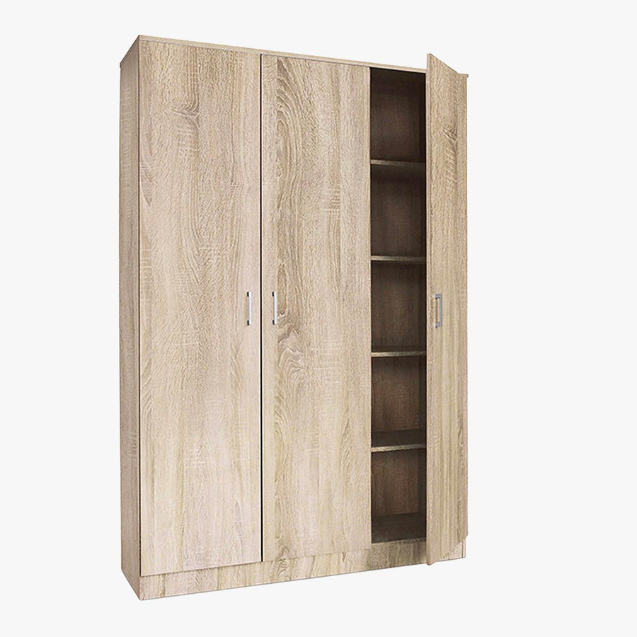 RAY XL Armoire 3 portes 4 étagères couleur chêne clair