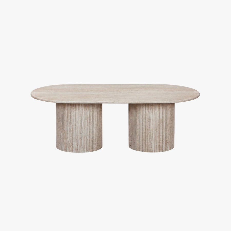 RINA Table basse ovale en granite couleur travertin 120 cm