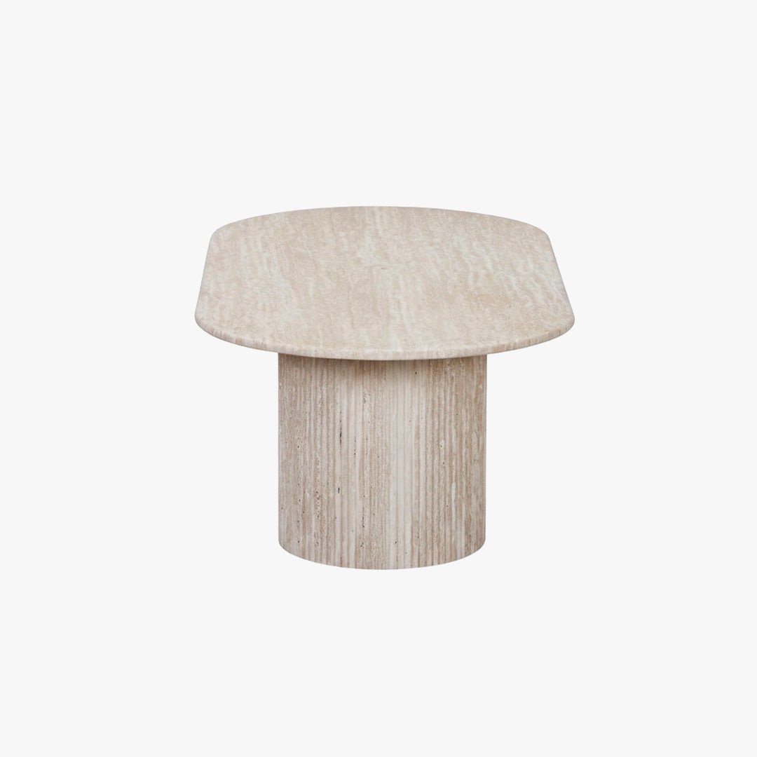 RINA Table basse ovale en granite couleur travertin 120 cm